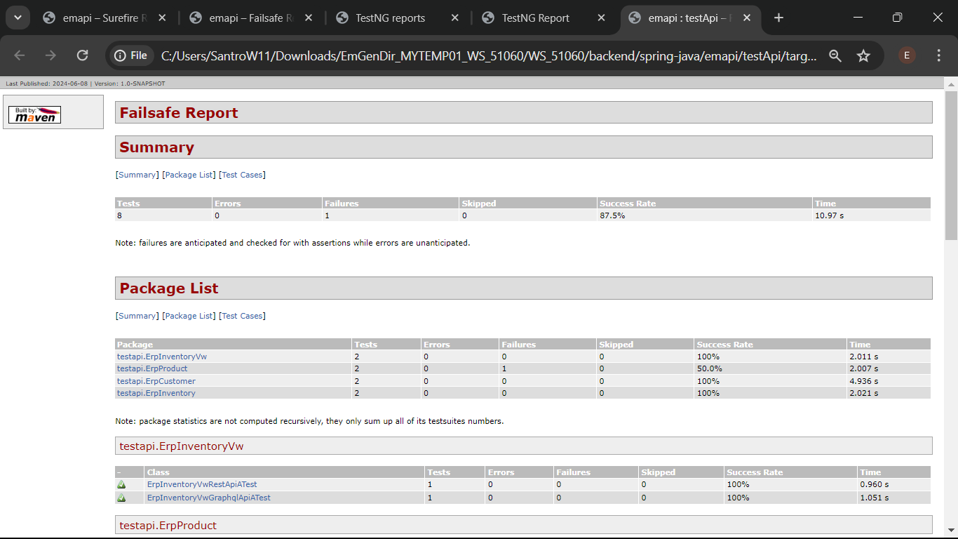 Aggregate Test report