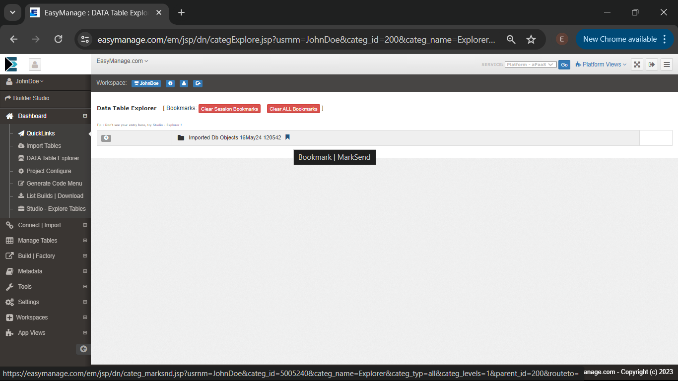 View Imported - DATA Table Explorer