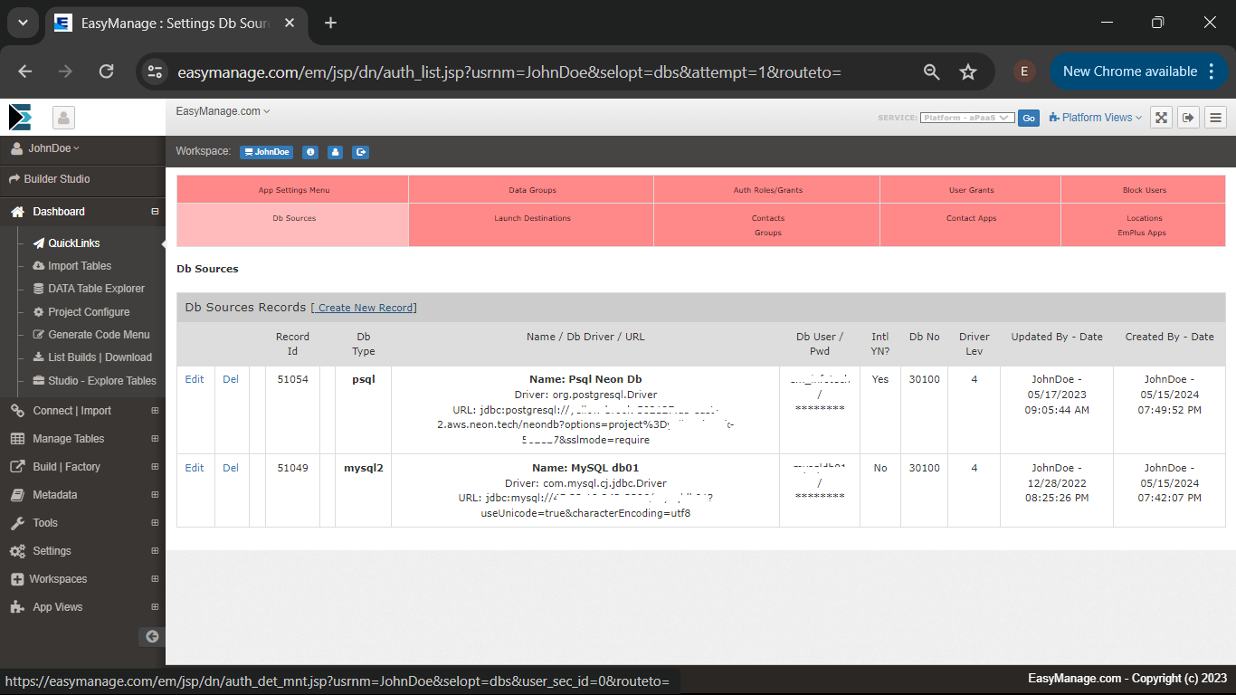 Database sources