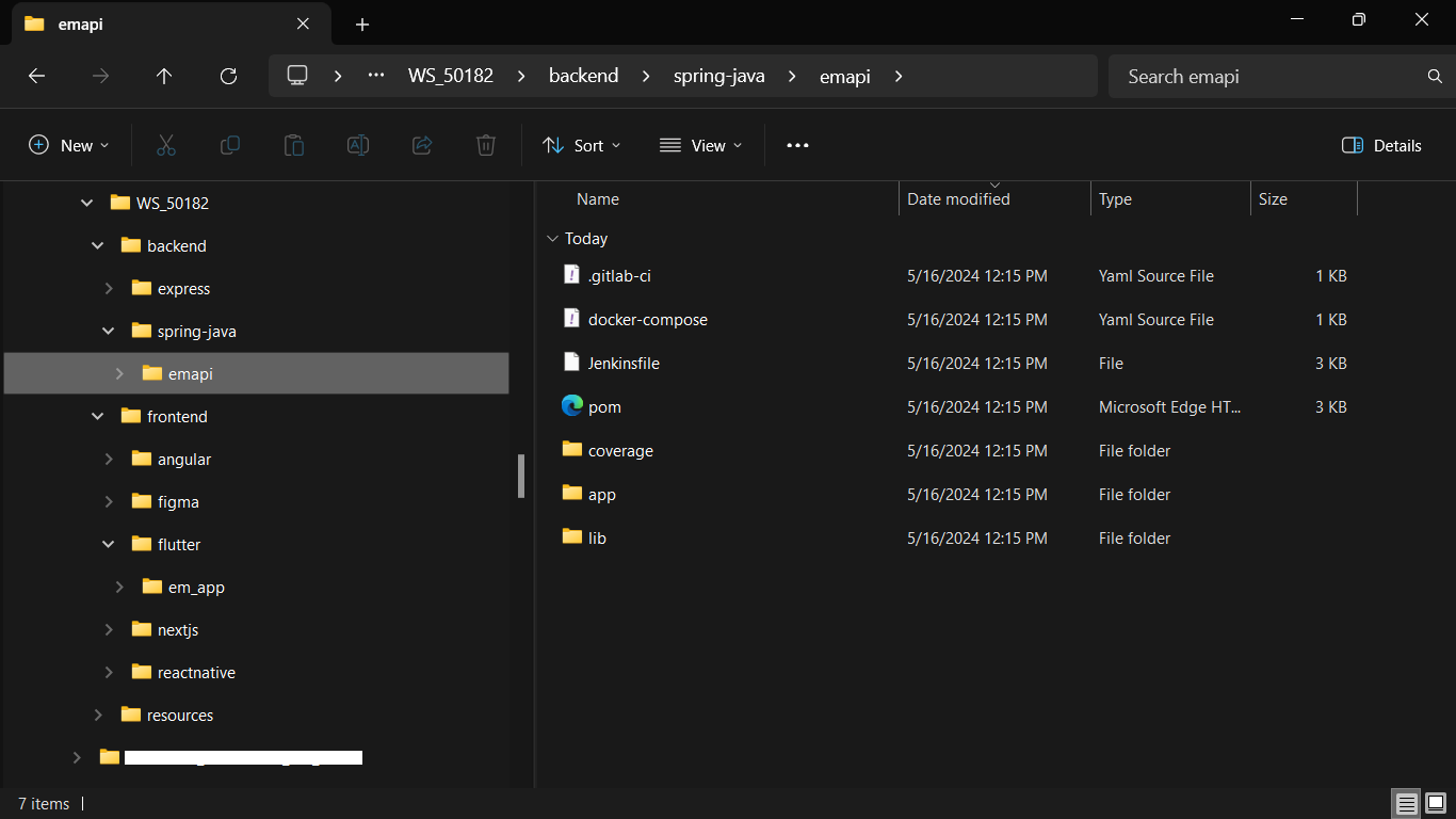 View folder structure