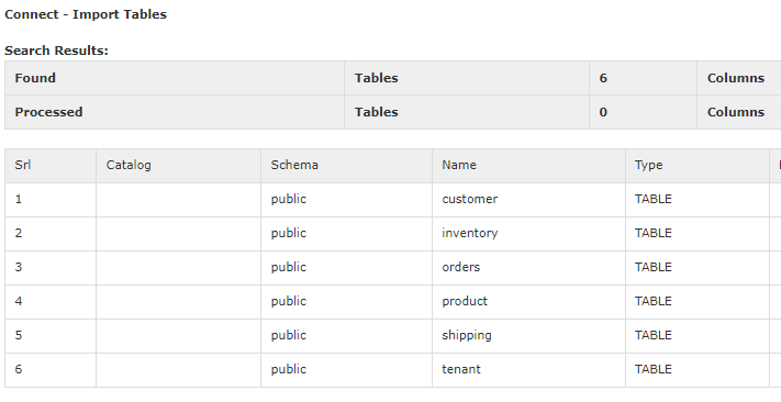 Import Tables - Search