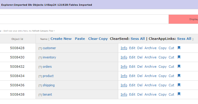 Import Tables - View Imported