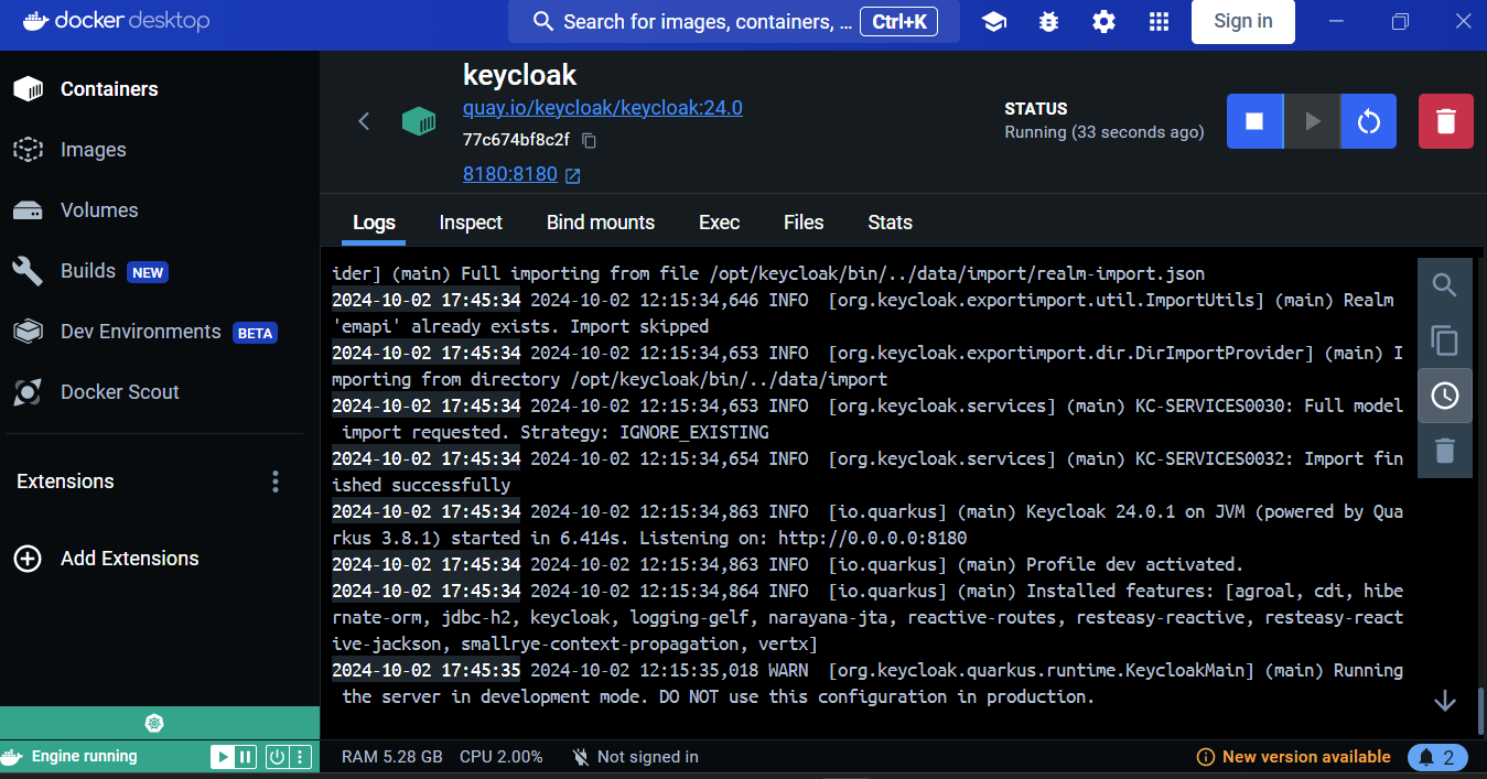 Run Keycloak in Docker